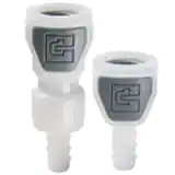 派克PPA系列快換陰接頭-獨特按鈕(塑料按鈕)設計，使用熱塑材料(乙縮醛及不銹鋼),承壓從真空至120psi